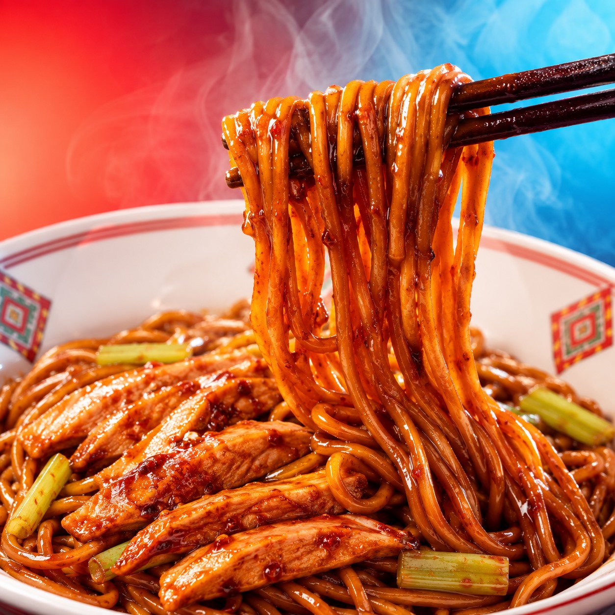 黑鸭甜辣鸡肉炒米粉
