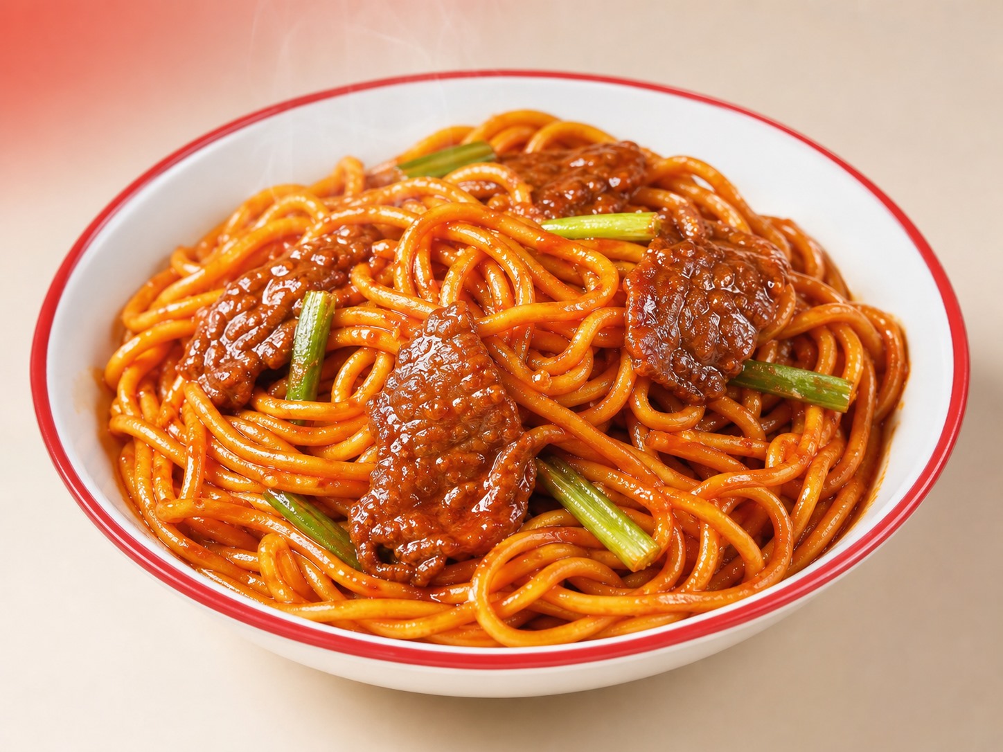 西雅苏牛肉炒米粉红亮浓酱与嫩滑牛肉